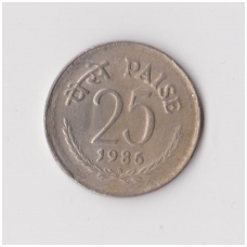 INDIA 25 PAISE 1986 KM # 49 VF