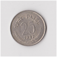 INDIA 25 PAISE 1987 KM # 49 VF