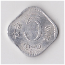 INDIA 5 PAISE 1980 KM # 18 XF
