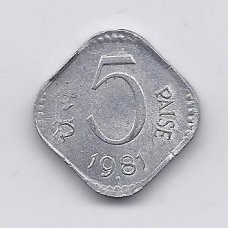 INDIA 5 PAISE 1981 KM # 18 AU