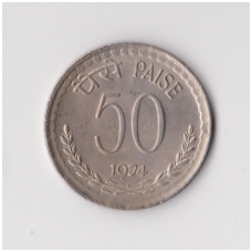 INDIA 50 PAISE 1974 KM # 63 XF