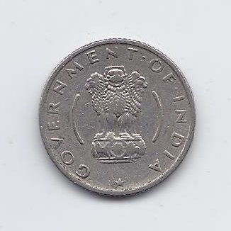 INDIA 1/4 RUPEE 1954 KM # 5.3 VF 1