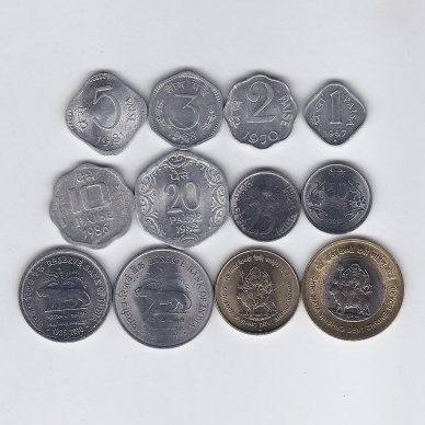 INDIJA 1967 - 2012 m. 12 monetų rinkinys