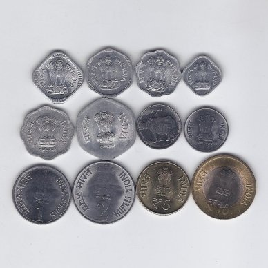 INDIJA 1967 - 2012 m. 12 monetų rinkinys 1