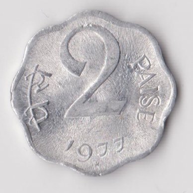 INDIA 2 PAISE 1977 KM # 13 VF