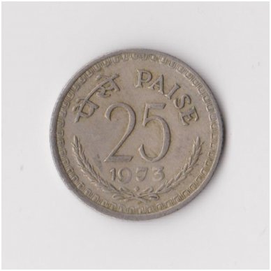 INDIA 25 PAISE 1973 KM # 49 VF