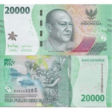INDONEZIJA 20 000 RUPIAH 2022 P # 166 UNC