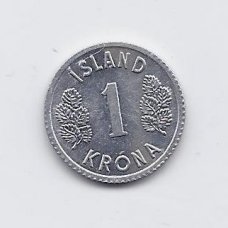 ISLANDIJA 1 KRONA 1976 KM # 23 XF ISLANDIJA 1 KRONA 1976 KM # 23 XF