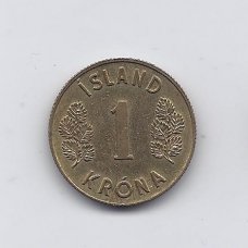 ICELAND 1 KRONA 1975 KM # 12a XF