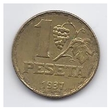 SPAIN 1 PESETA 1937 KM # 755 VF / XF SPAIN 1 PESETA 1937 KM # 755 VF / XF