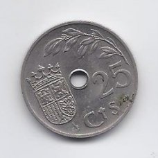 SPAIN 25 CENTIMOS 1937 KM # 753 VF SPAIN 25 CENTIMOS 1937 KM # 753 VF