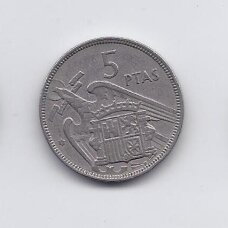 SPAIN 5 PESETAS 1957 (1959) KM # 786 VF SPAIN 5 PESETAS 1957 (1959) KM # 786 VF