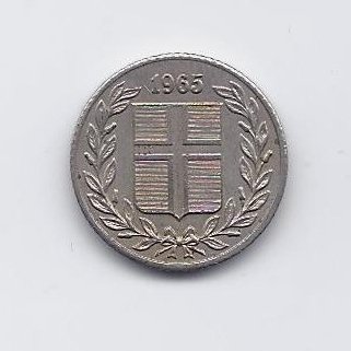 ISLANDIJA 25 AURAR 1965 KM # 11 VF 1