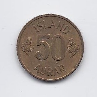 ICELAND 50 AURAR 1971 KM # 17 VF/XF