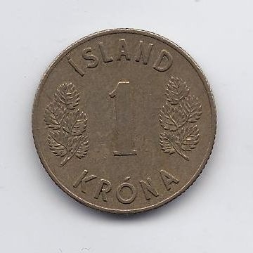 ICELAND 1 KRONA 1961 KM # 12a VF/XF