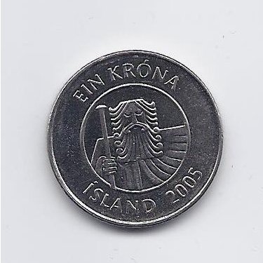 ICELAND 1 KRONA 2005 KM # 27a XF 1