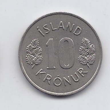 ISLANDIJA 10 KRONUR 1977 KM # 15 XF 2