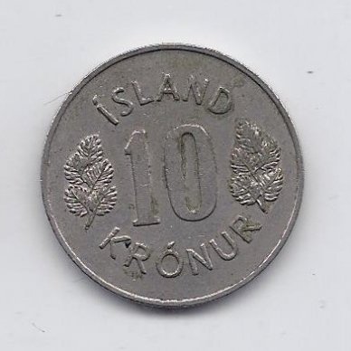 ISLANDIJA 10 KRONUR 1973 KM # 15 VF