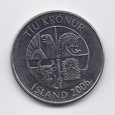 ISLANDIJA 10 KRONUR 2006 KM # 29.1a XF 1