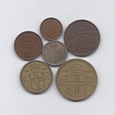 ISLANDIJA 1940 m. 6 monetų rinkinys 1