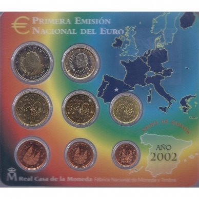 ISPANIJA 2002 m. Oficialus euro monetų rinkinys