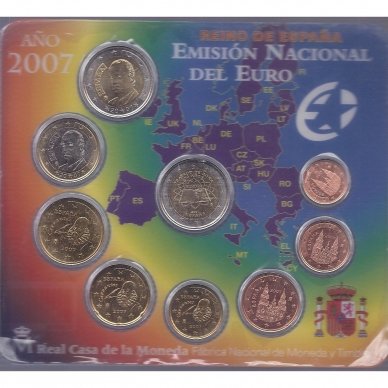 ISPANIJA 2007 m. Oficialus euro monetų rinkinys