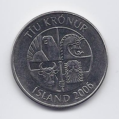 ICELAND 10 KRONUR 2006 KM # 29.1a XF 1