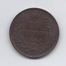 ITALIJA 10 CENTESIMI 1867 H KM # 11.3 F/VF