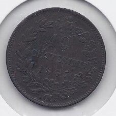 ITALIJA 10 CENTESIMI 1867 OM KM # 11.5 VF ITALIJA 10 CENTESIMI 1867 OM KM # 11.5 VF