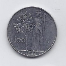 ITALIJA 100 LIRE 1966 KM # 96.1 VF