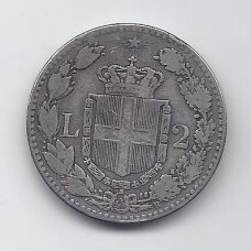 ITALIJA 2 LIRE 1882 KM # 23 VF ITALIJA 2 LIRE 1882 KM # 23 VF