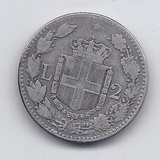 ITALIJA 2 LIRE 1883 KM # 23 VF ITALIJA 2 LIRE 1883 KM # 23 VF