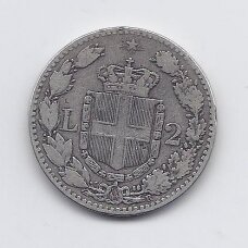 ITALIJA 2 LIRE 1884 KM # 23 VF ITALIJA 2 LIRE 1884 KM # 23 VF