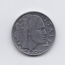 ITALIJA 20 CENTESIMI 1941 KM # 75 VF ITALIJA 20 CENTESIMI 1941 KM # 75 VF