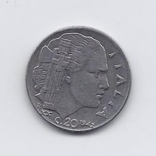 ITALIJA 20 CENTESIMI 1942 KM # 75 VF ITALIJA 20 CENTESIMI 1942 KM # 75 VF
