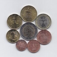 ITALIJA 2005 m. pilnas euro monetų komplektas (1 euro centas paveiktas korozijos)