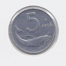 ITALIJA 5 LIRE 1956 KM # 92 VF ITALIJA 5 LIRE 1956 KM # 92 VF