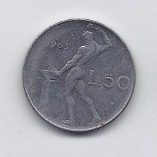 ITALIJA 50 LIRE 1963 KM # 95.1 VF