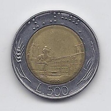 ITALIJA 500 LIRE 1990 KM # 111 VF