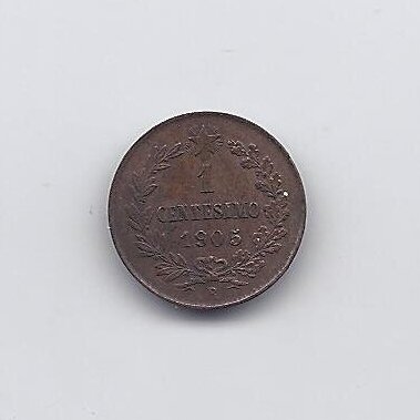 ITALY 1 CENTESIMO 1905 R KM # 35 VF
