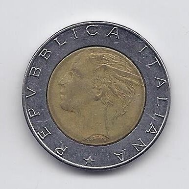 ITALIJA 500 LIRE 1990 KM # 111 VF 1
