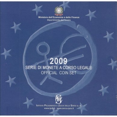 ITALY 2009 OFFICIAL EURO BANK MINT SET WITH 2 EURO COMMEMORATIVE COIN