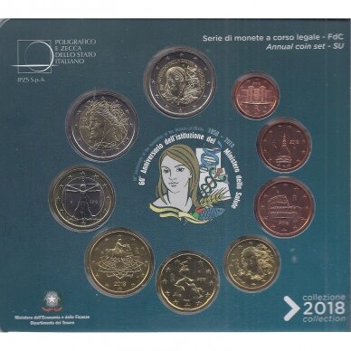 ITALIJA 2018 m. Oficialus euro monetų rinkinys su progine 2 eurų moneta 1