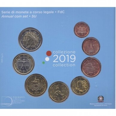 ITALIJA 2019 m. Oficialus euro monetų rinkinys 1