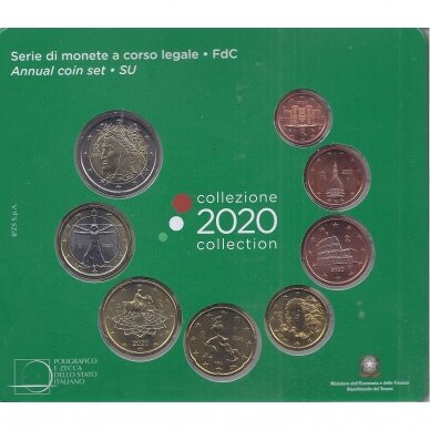 ITALIJA 2020 m. Oficialus euro monetų rinkinys 1