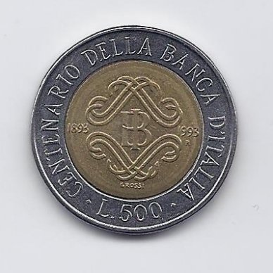 ITALIJA 500 LIRE 1993 KM # 160 VF