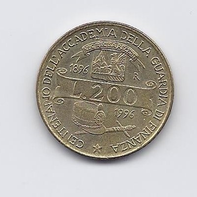 ITALIJA 200 LIRE 1996 KM # 184 VF
