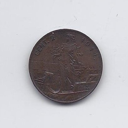 ITALY 2 CENTESIMI 1911 R KM # 41 VF