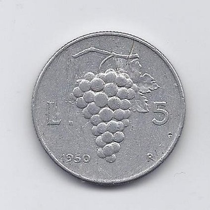 ITALY 5 LIRE 1950 KM # 89 VF
