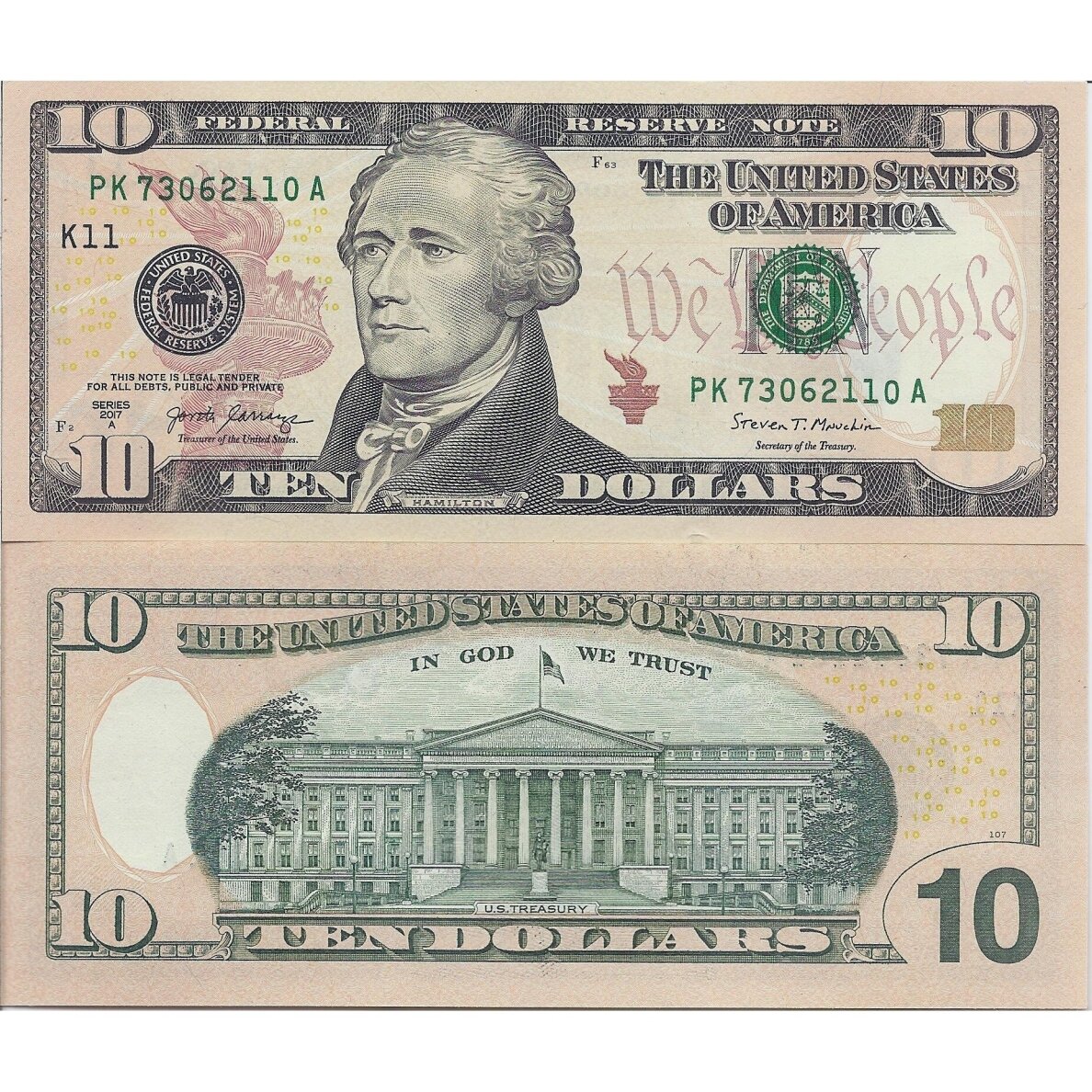 JAV 10 DOLLARS 2017 P # 547b UNC